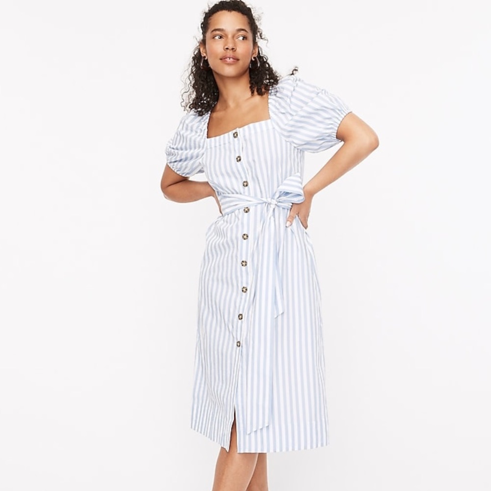 NWT J. Crew Cottage Midi Dress in White Seascape Stripe